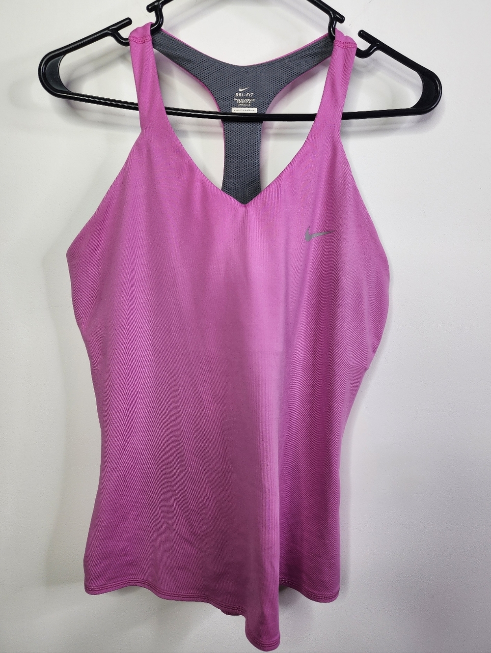 Nike Pink Racerback Athletic Tank Top, Shelf Bra, Large